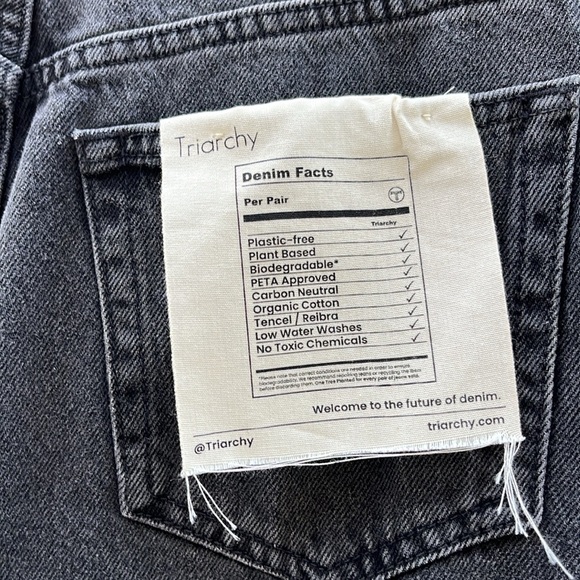 Triarchy Baggy Denim Jeans sz 27  Button Fly Charcoal Wash Hip Hop High Rise New - Picture 10 of 14